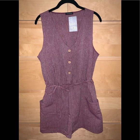 Kali Fashion Pants - Horn Button Down Pocket Playsuit